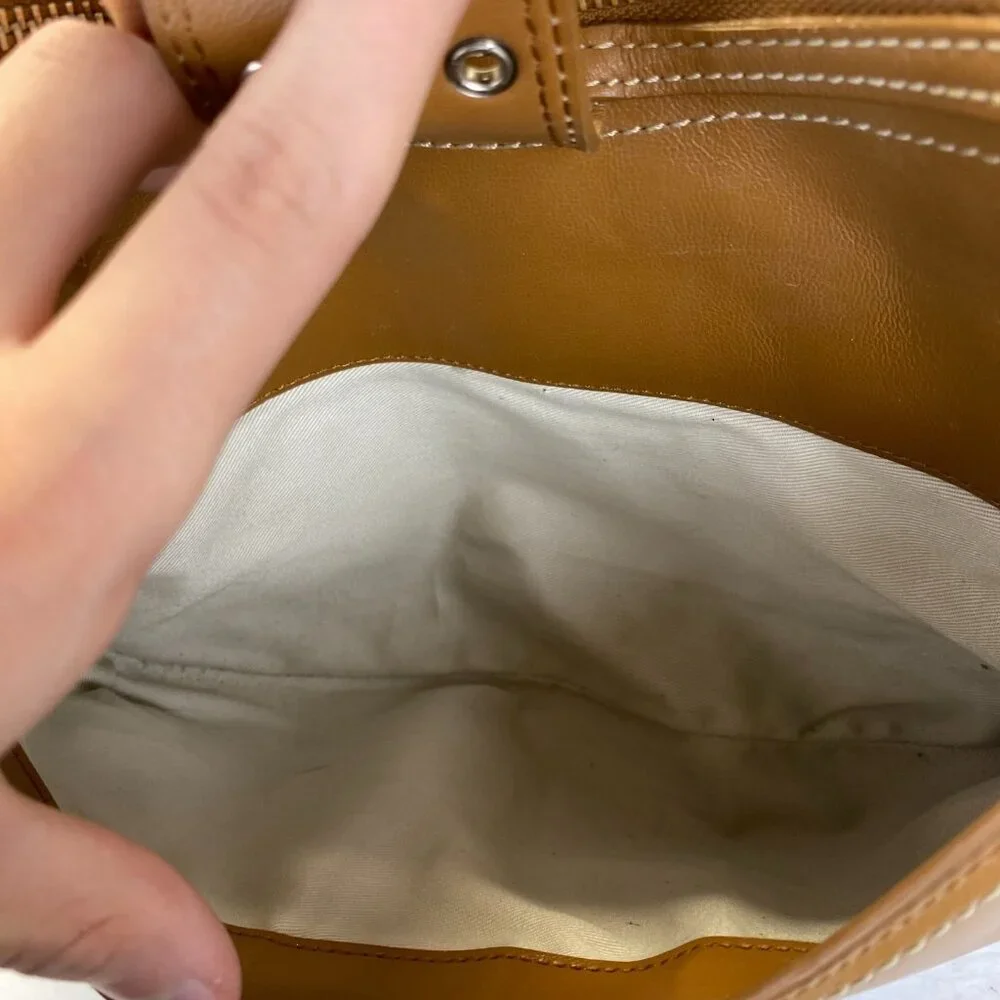 BCBG Girls Tan Leather Shoulder Bag,Preppy,Zipper